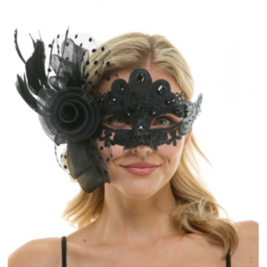 Image sur MASKS - VENETIAN LACE MASK WITH FEATHERS
