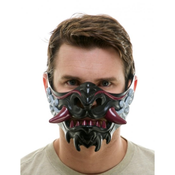 Image de MASKS - BLACK/RED JAPANESE ONI HALF MASK