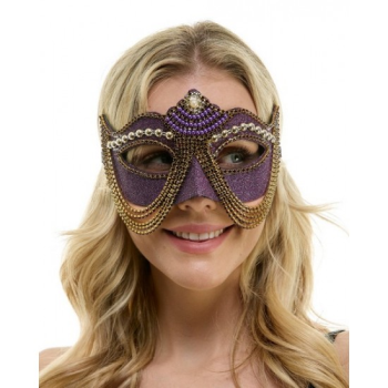 Image de MASKS - PURPLE RHINESTONE HALF MASK WITH CHAINS