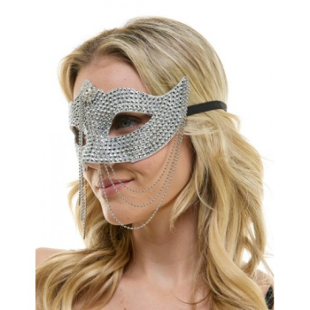 Image de MASKS - SILVER RHINESTONE HALF MASK WITH CHAINS