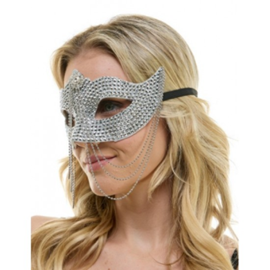 Image sur MASKS - SILVER RHINESTONE HALF MASK WITH CHAINS