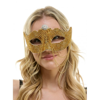 Image de MASKS - GOLD RHINESTONE HALF MASK WITH CHAINS