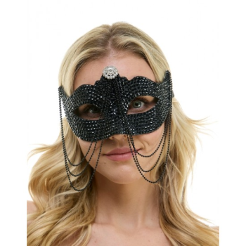 Image de MASKS - BLACK RHINESTONE HALF MASK WITH CHAINS