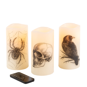 Image de LED Wax Candle Set w/ Halloween Decals