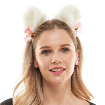 Image de ANIMALS - Furry Cat Ears w/Bell - WHITE