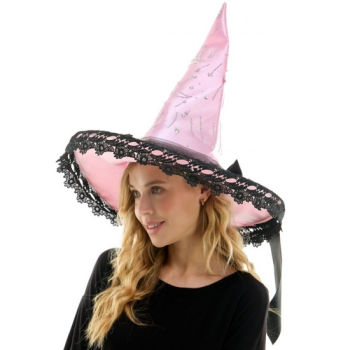 Image de WITCH - PINK SATIN WITCH HAT W/RHINESTONE