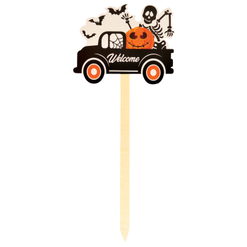 Image de 28" Halloween Home Yard Stake - TRUCK with SKELETON