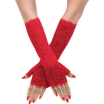 Image de GLOVES - Stretch Lace Long Red