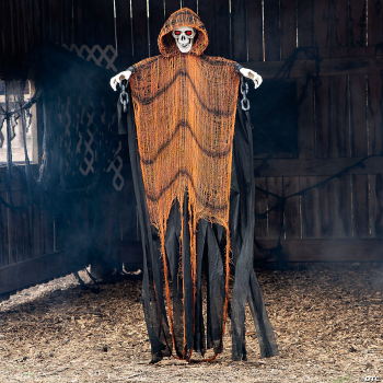 Image de 6' Light-Up Skeletal Reaper in Orange Robe