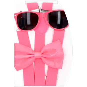 Image de SUSPENDERS GLASSES BOWTIE KIT - PINK