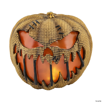 Image de 14" Animated Flaming Burlap Pumpkin
