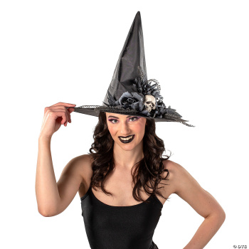 Image de WITCH - Black Flowers & Skull Witch Hat