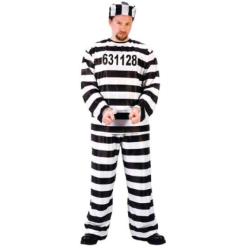 Image de ADULT JAILBIRD CONVICT MAN COSTUME - ONE SIZE