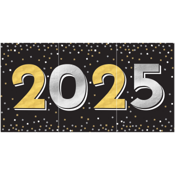 Image de DECOR - 2025 New Years Banner - Black, Silver, Gold