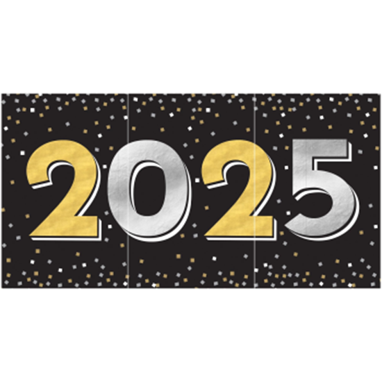 Image sur DECOR - 2025 New Years Banner - Black, Silver, Gold