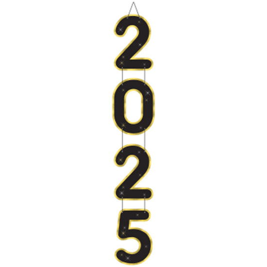 Image sur DECOR - 2025 New Years Jumbo Hanging Decoration - Black, Silver, Gold