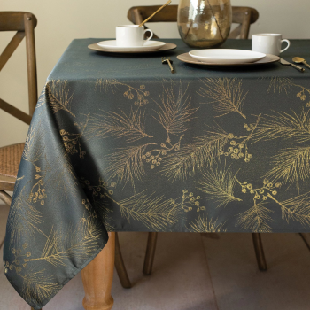 Picture of TABLEWARE - Gold Pine Metallic Fabric Table Cover, 60" x 104"