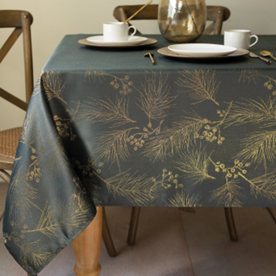 Picture of TABLEWARE - Gold Pine Metallic Fabric Table Cover, 60" x 104"