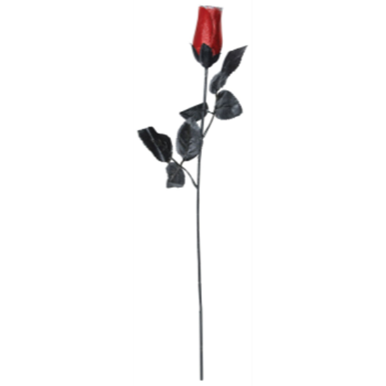 Image sur DECOR - 17" DARK RED ROSES W/ SILVER GLITTER