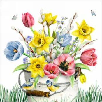 Image de TABLEWARE - FLOWERS IN A BUCKET - LUNCHEON NAPKIN