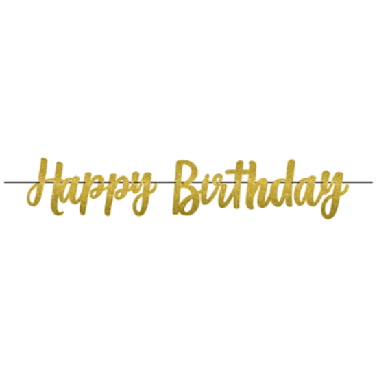 Picture of DECOR - GOLD BIRTHDAY GLITTER BANNER