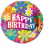 Picture of 18" FOIL - HAPPY BDAY RETRO FLOWERS