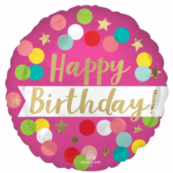 Image de 18" FOIL - HAPPY BIRTHDAY PINK CONFETTI