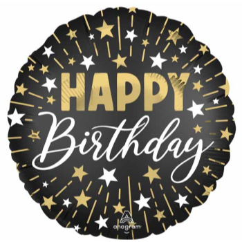 Image de 18" FOIL - HAPPY BIRTHDAY BLACK GOLD SILVER