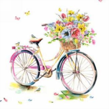 Image de TABLEWARE - FLORAL BICYCLE - LUNCHEON NAPKIN