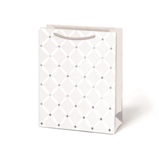 Picture of BAGS - WHITE QUILTED LARGE GIFT BAG 