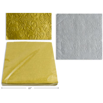 Image de TABLEWARE - EMBOSSED 3PLY GOLD or SILVER NAPKINS