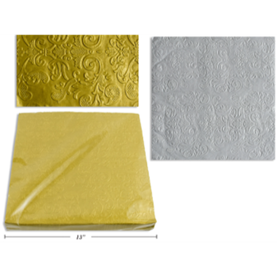 Image sur TABLEWARE - EMBOSSED 3PLY GOLD or SILVER NAPKINS