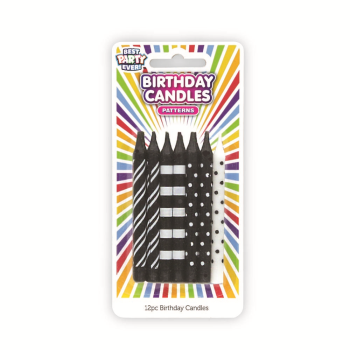 Image de PARTY CANDLES - POLKA DOTS BLACK/WHITE