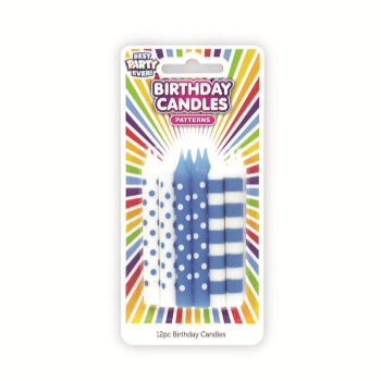Image de PARTY CANDLES - POLKA DOTS BLUE/WHITE