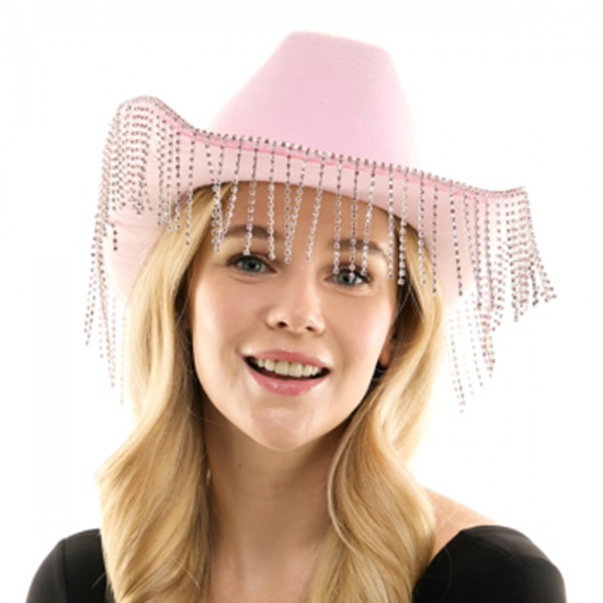 Image sur HAT - PINK COWBOY WITH FRINGE