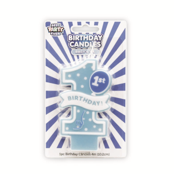 Image de DECOR - 1st BIRTHDAY CANDLE - BLUE