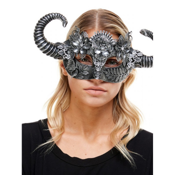 Image de MASK - SILVER MASK WITH HORNS AND FLOWERS