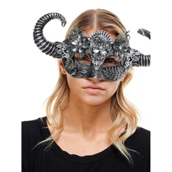 Image sur MASK - SILVER MASK WITH HORNS AND FLOWERS