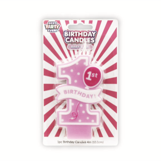 Image sur DECOR - 1st BIRTHDAY CANDLE - PINK