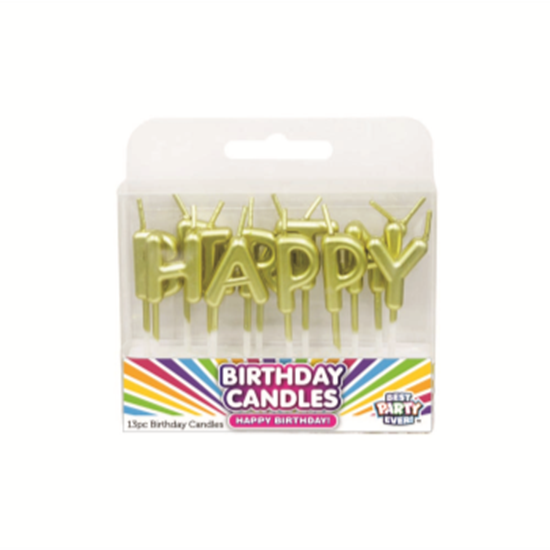Image sur PARTY CANDLES - LETTERS GOLD