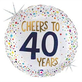 Image de 18" FOIL - CHEERS TO 40 YEARS - HOLOGRAPHIC