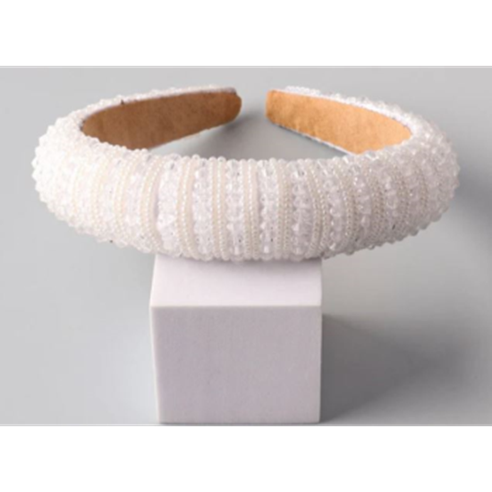 Image sur WEARABLE - Crystal Bead Pearl Puffy Headband