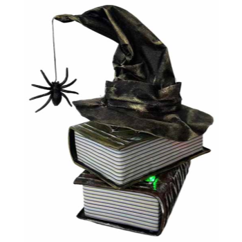 Picture of TABLE TOP ANIMATED WITCH HAT ON BOOKS