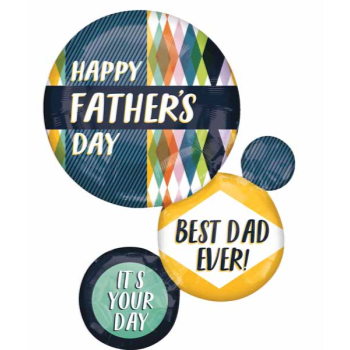 Image de 28" FOIL - HAPPY FATHER'S DAY RETRO CIRCLES SUPERSHAPE