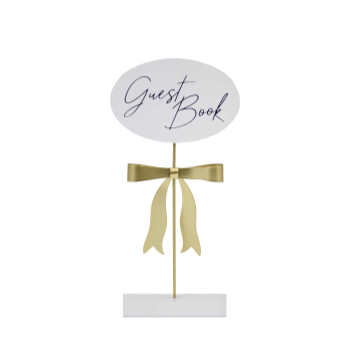 Image de GIFT LINE - MDF - TABLE TOP GUEST BOOK SIGN WITH GOLD RIBBON 