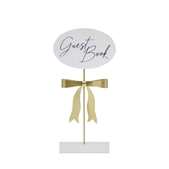 Image sur GIFT LINE - MDF - TABLE TOP GUEST BOOK SIGN WITH GOLD RIBBON 