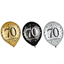 Image de 70TH LATEX BALLOONS - 15/PK B/G/S