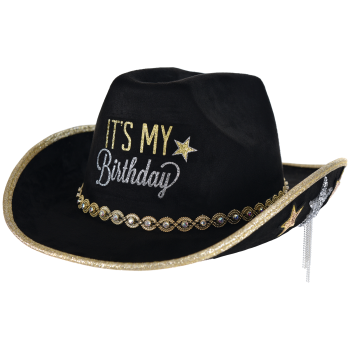 Image de WEARABLE - BIRTHDAY COWBOY HAT BLACK WITH GEMS