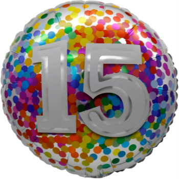 Image de 18" FOIL - AGE 15th RAINBOW CONFETTI