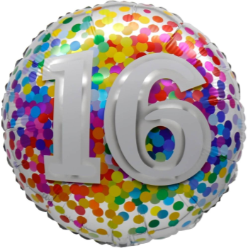Picture of 18" FOIL - AGE 16th RAINBOW CONFETTI